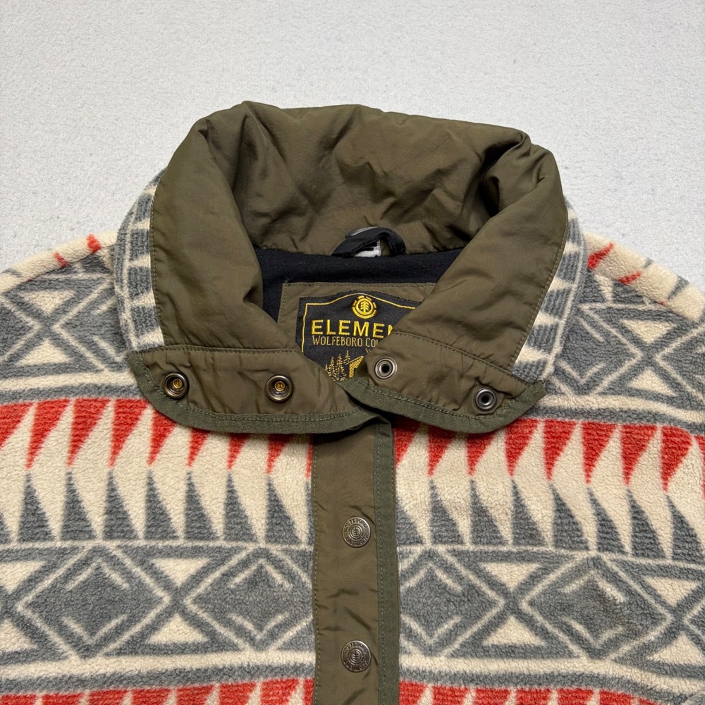Element Fleece Pullover Women XS Grey Red Aztec Wolfeboro Snap Neck Geometric - Picture 3 of 12
